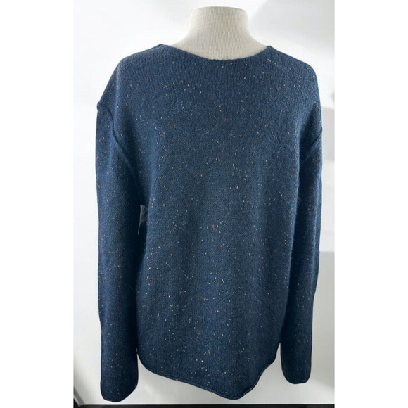 NWT Gionfriddo Hand Spun Alpaca Wool Blend Sweater Navy Blue Elbow Patch Medium - Picture 5 of 12